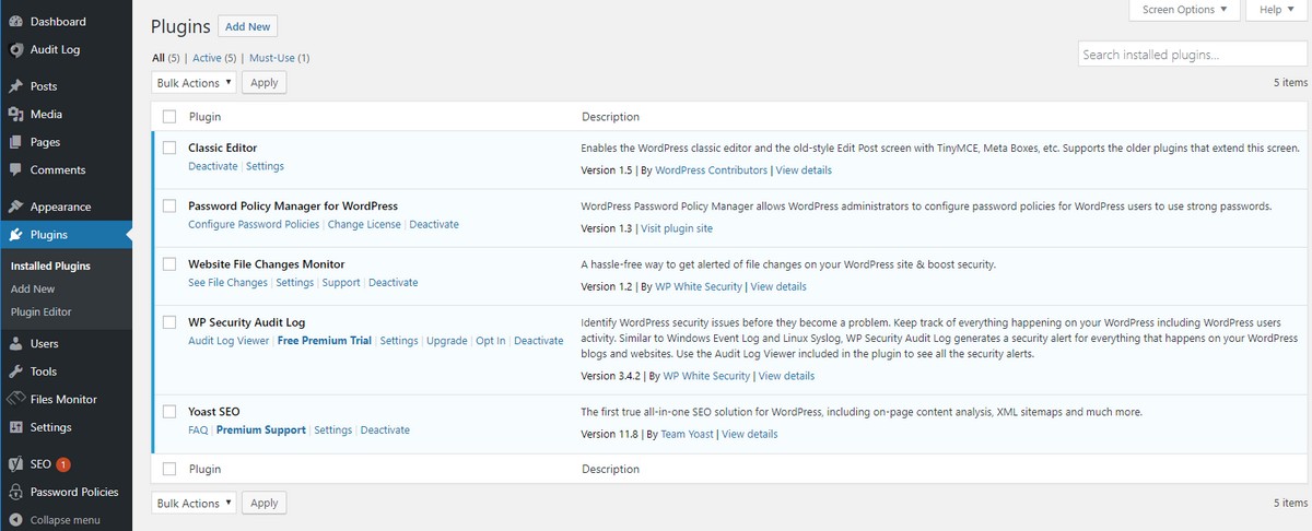 WordPress Dashboard