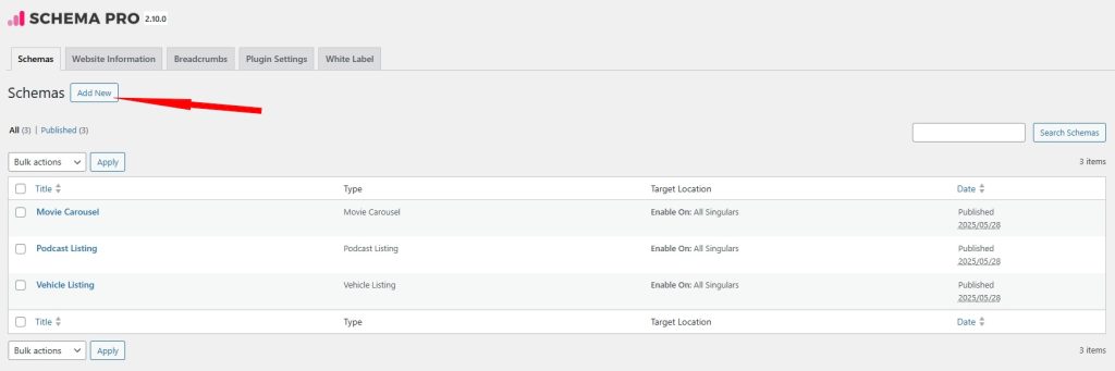 Add New Schema